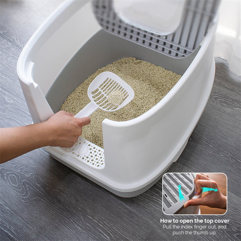 Fully Enclosed Anti Splash Pet Cat Litter Box