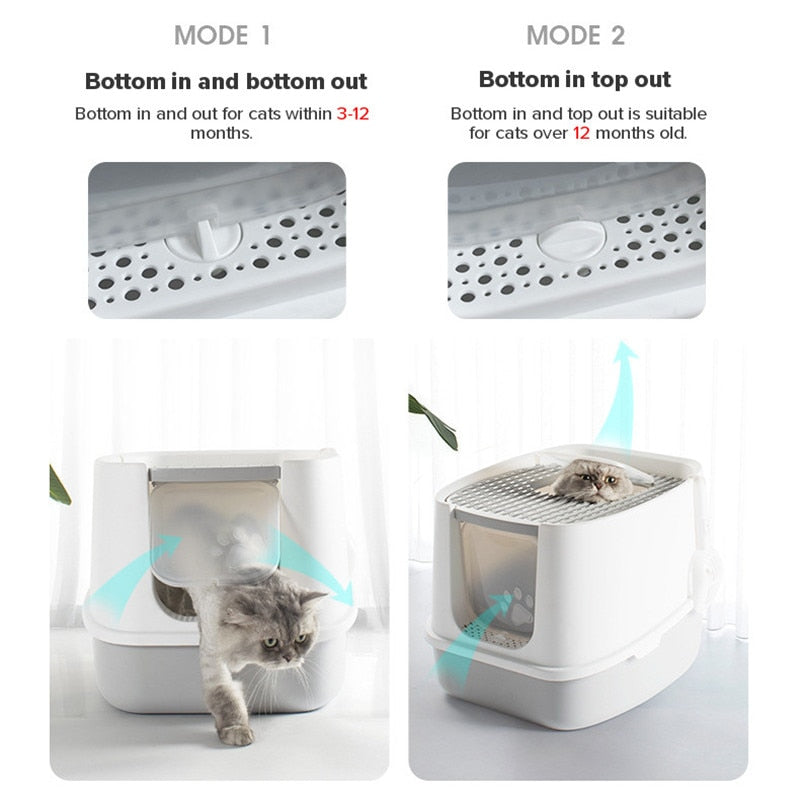 Fully Enclosed Anti Splash Pet Cat Litter Box