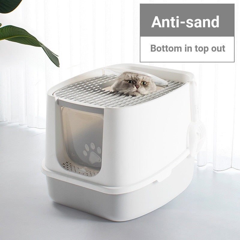 Fully Enclosed Anti Splash Pet Cat Litter Box