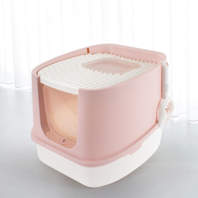 Fully Enclosed Anti Splash Pet Cat Litter Box