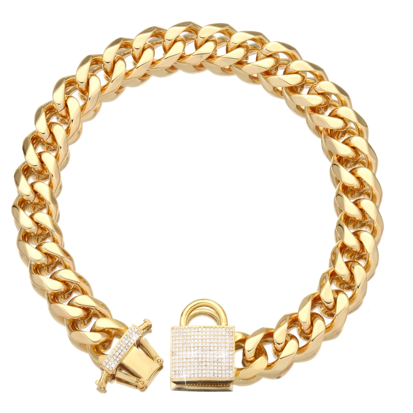 Stainless Steel Miami Cuban Gold Dog Collar