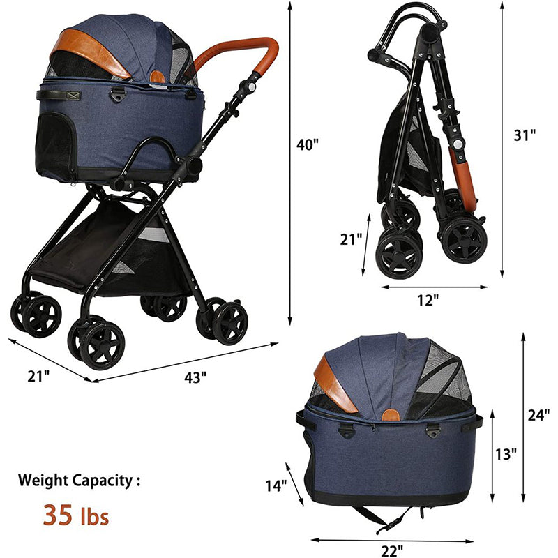 Luxury 2 In 1 Folding Pet Stroller