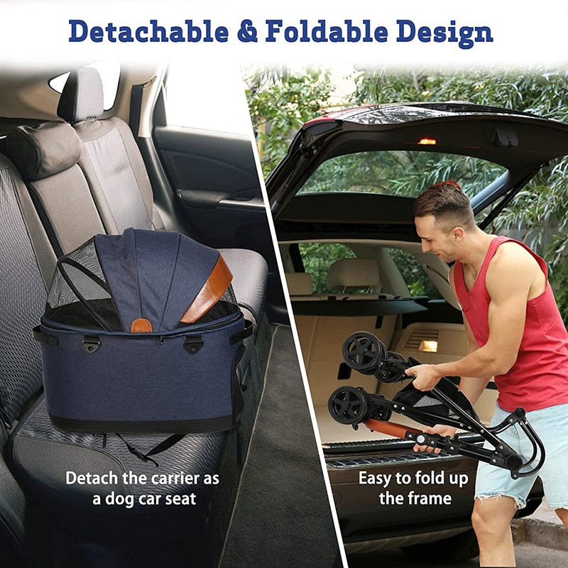 Luxury 2 In 1 Folding Pet Stroller