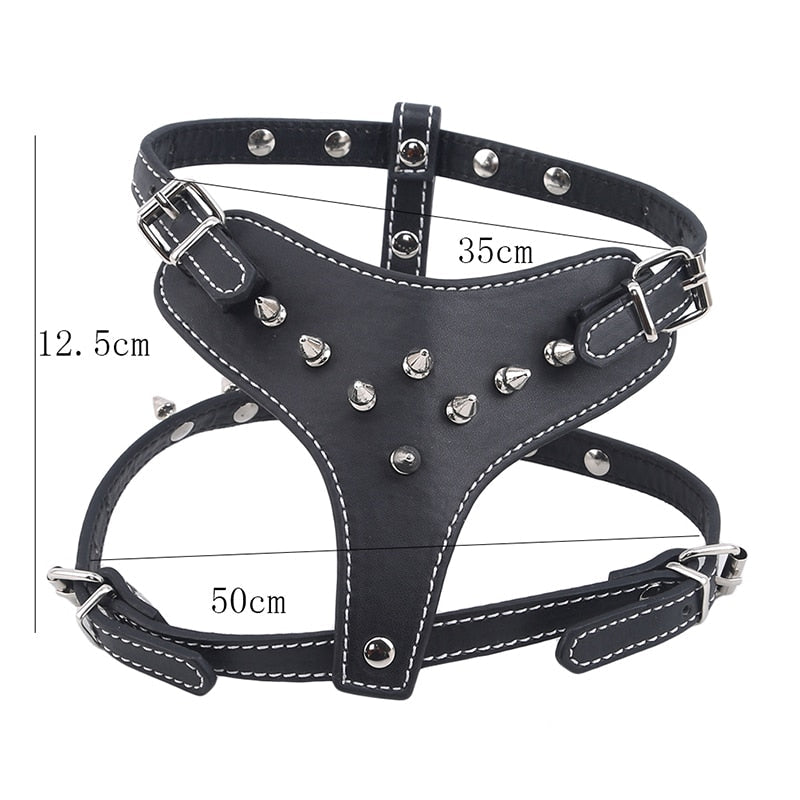 PU Leather Spiked Studded Dog Harness