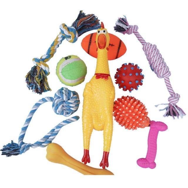 10 Pcs Dog Chewy Fun Toys Set - Bark ‘n’ Paws
