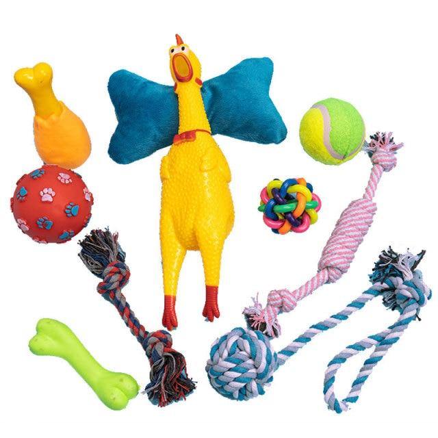 10 Pcs Dog Chewy Fun Toys Set - Bark ‘n’ Paws