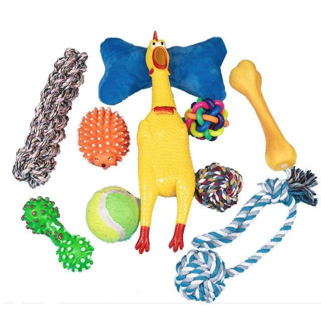 10 Pcs Dog Chewy Fun Toys Set - Bark ‘n’ Paws
