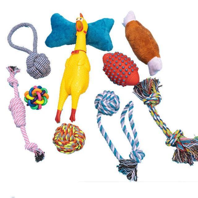 10 Pcs Dog Chewy Fun Toys Set - Bark ‘n’ Paws