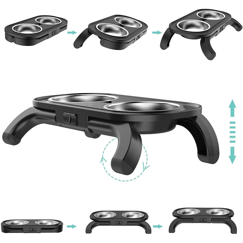Elevated Dog Bowls With Adjustable Stand