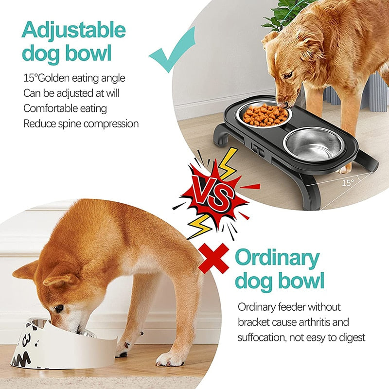 Elevated Dog Bowls With Adjustable Stand