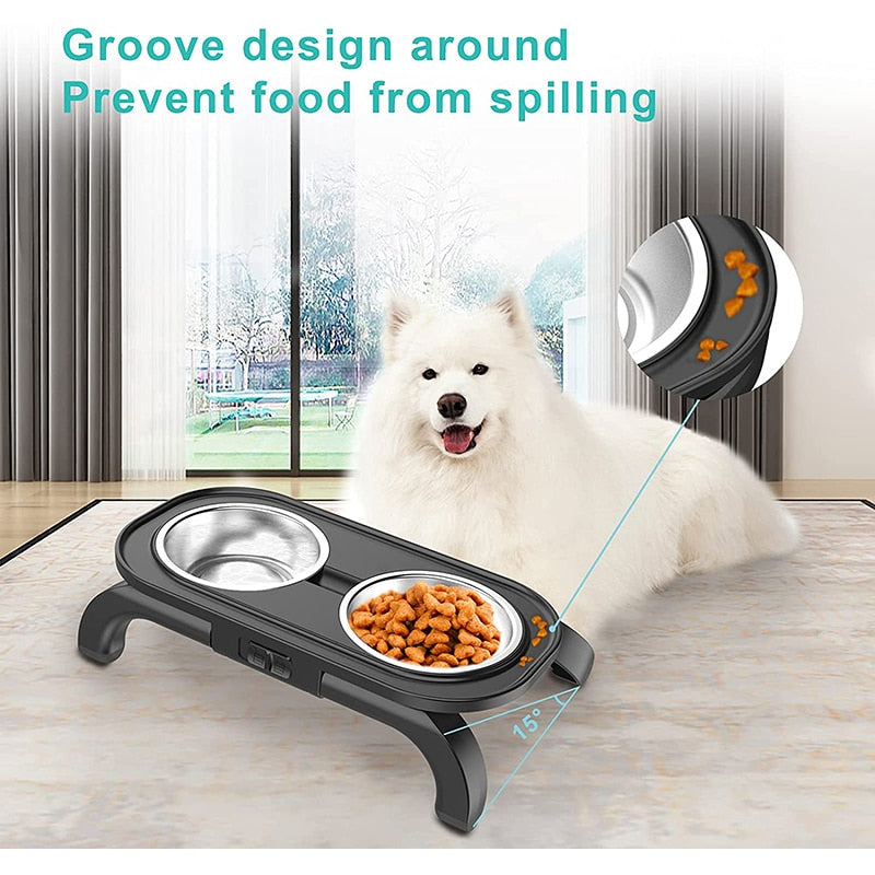 Elevated Dog Bowls With Adjustable Stand