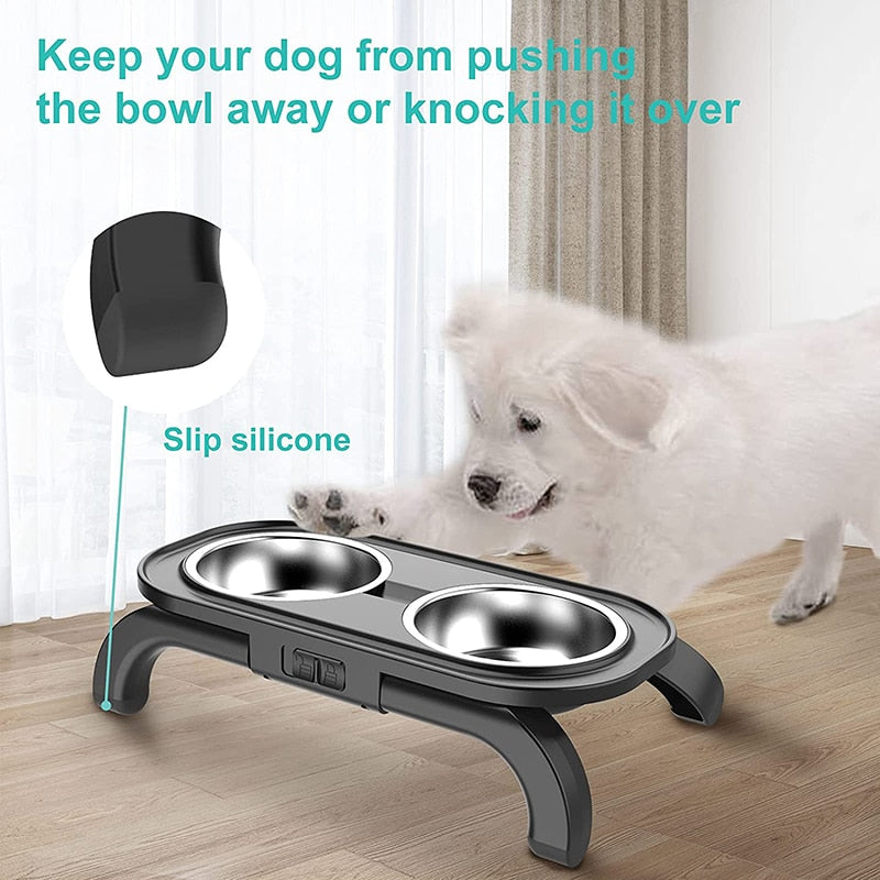 Elevated Dog Bowls With Adjustable Stand