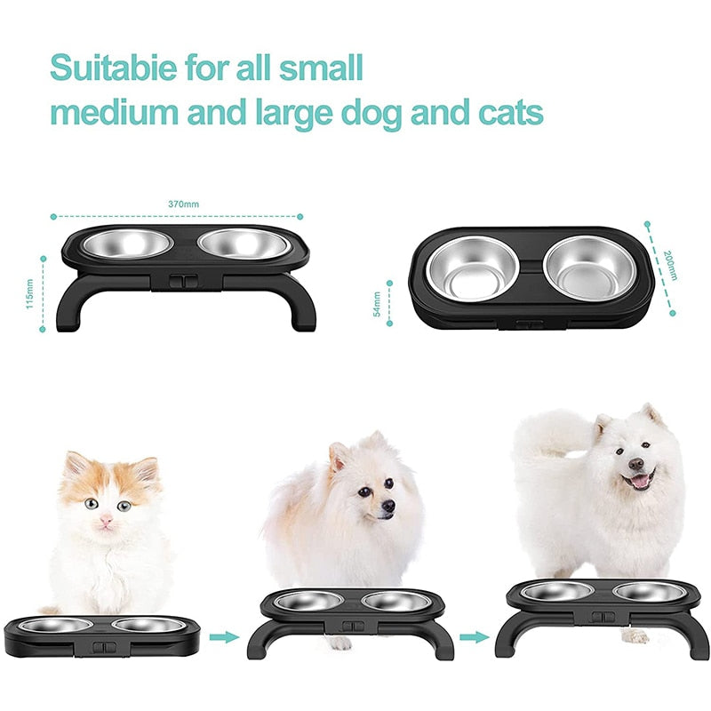 Elevated Dog Bowls With Adjustable Stand