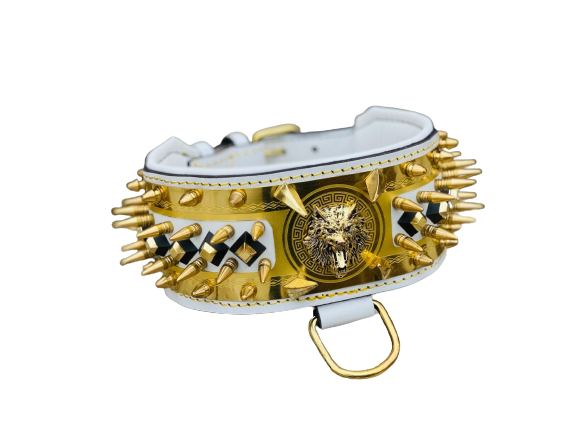 White Fox Luxury Leather Dog Collar