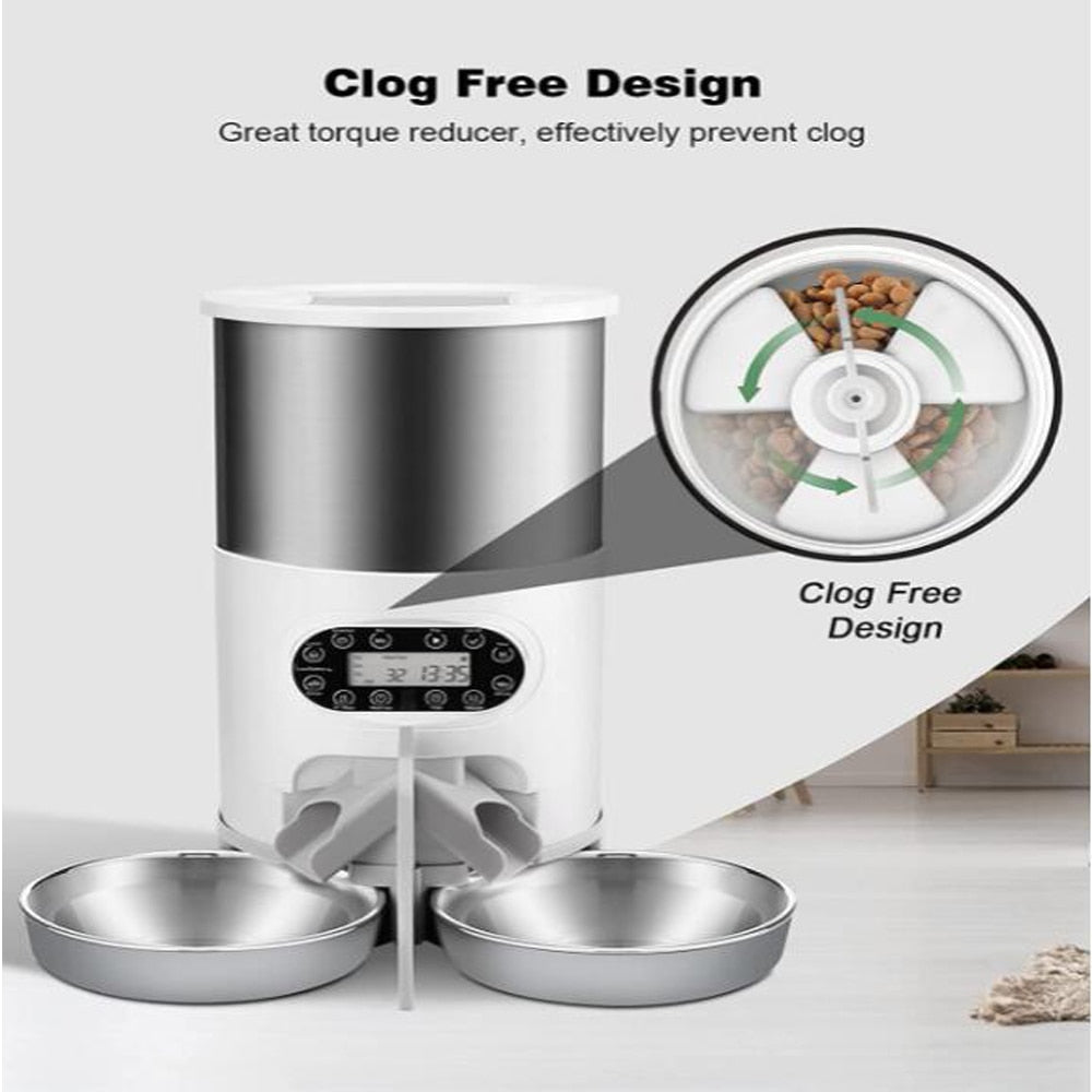 Automatic Stainless Steel Double Bowl Pet Feeder