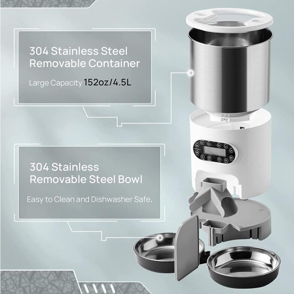 Automatic Stainless Steel Double Bowl Pet Feeder