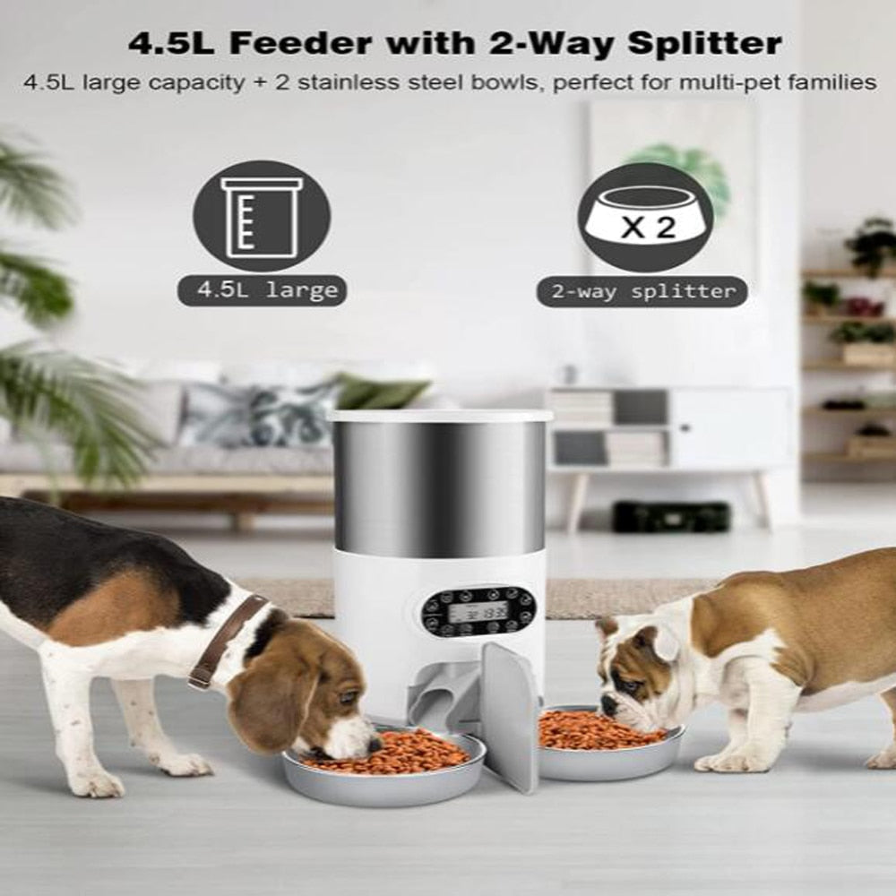 Automatic Stainless Steel Double Bowl Pet Feeder