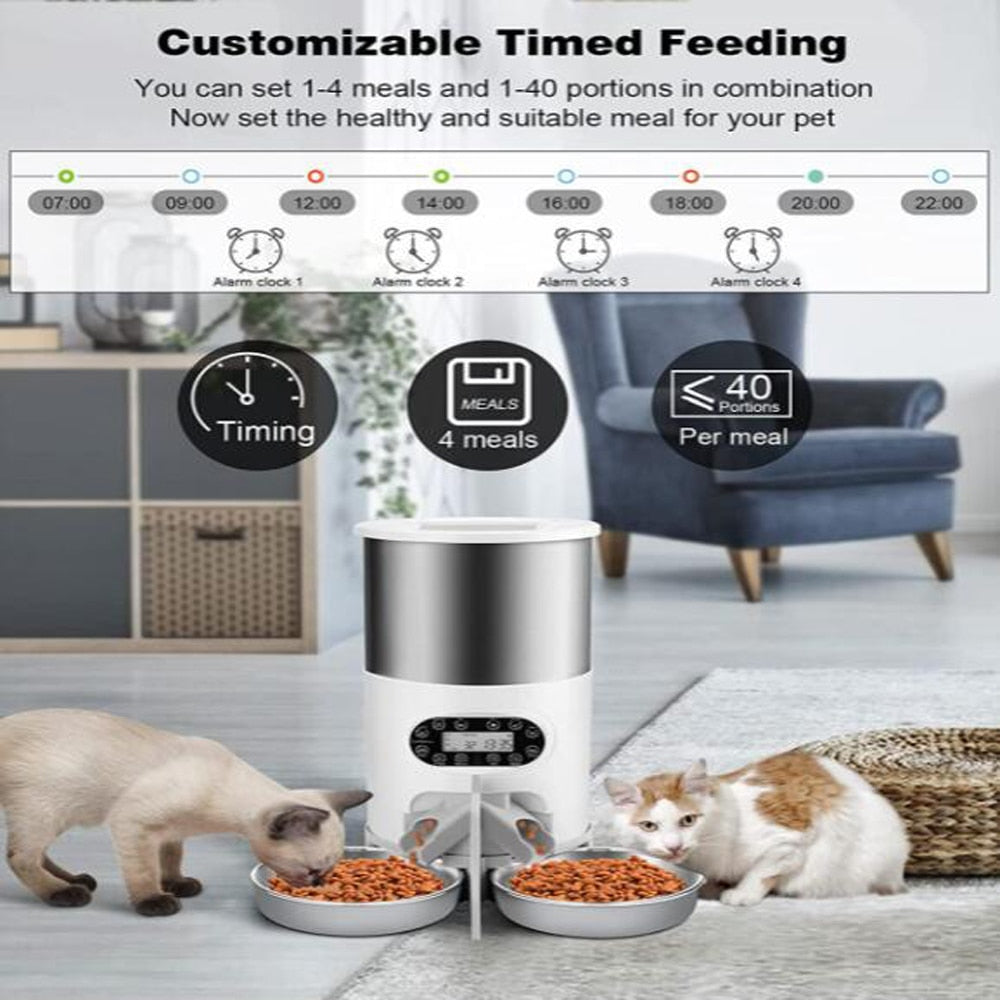 Automatic Stainless Steel Double Bowl Pet Feeder