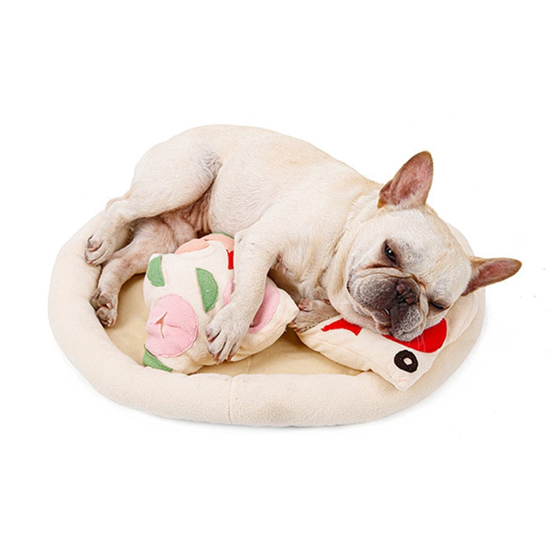 Fleece Round Pizza Dog Snuffle Mat