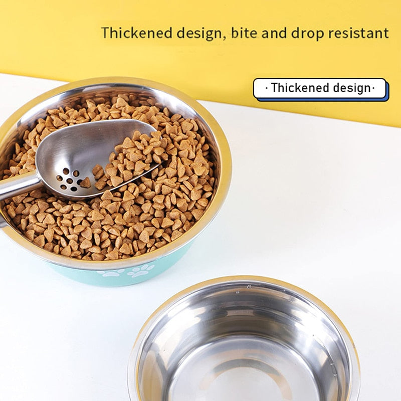 Stainless Steel Cute Paws Dog Bowl