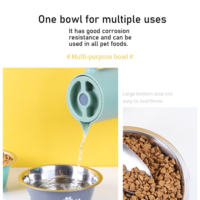 Stainless Steel Cute Paws Dog Bowl