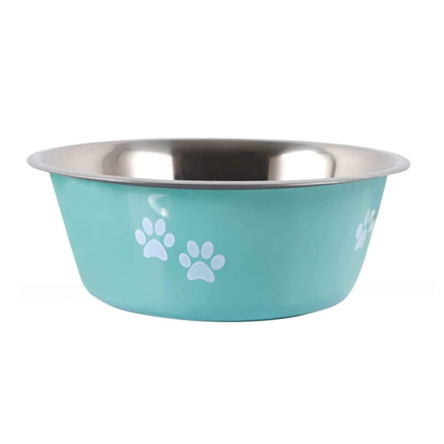 Stainless Steel Cute Paws Dog Bowl