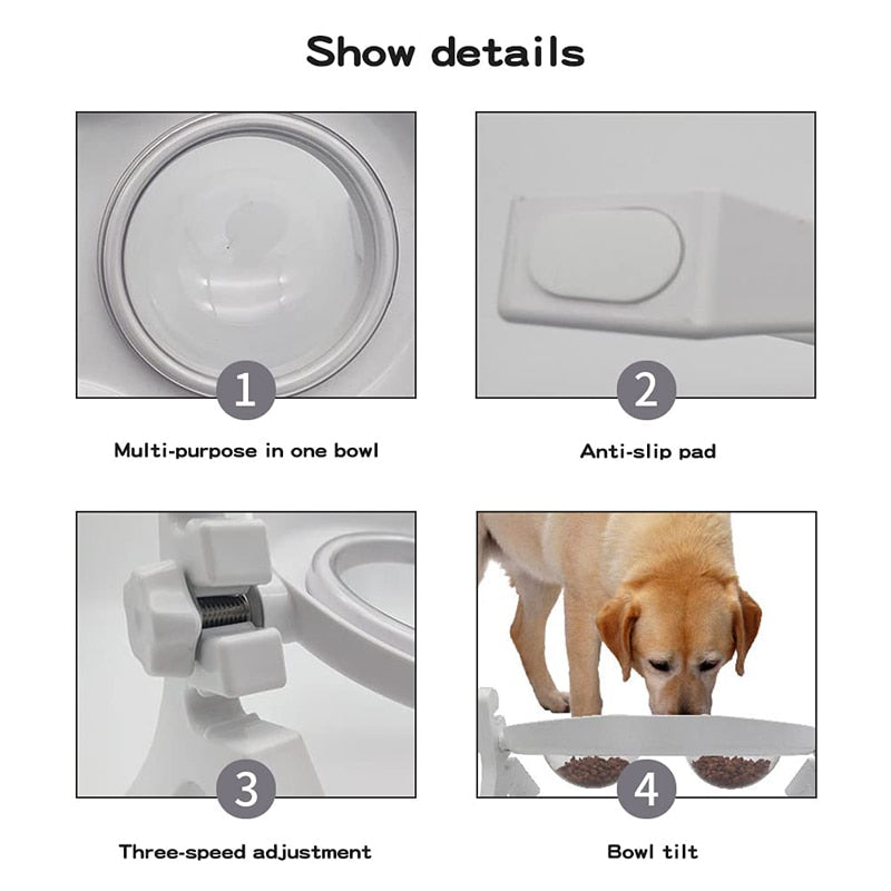 Adjustable Elevated Tilted Dog Bowls