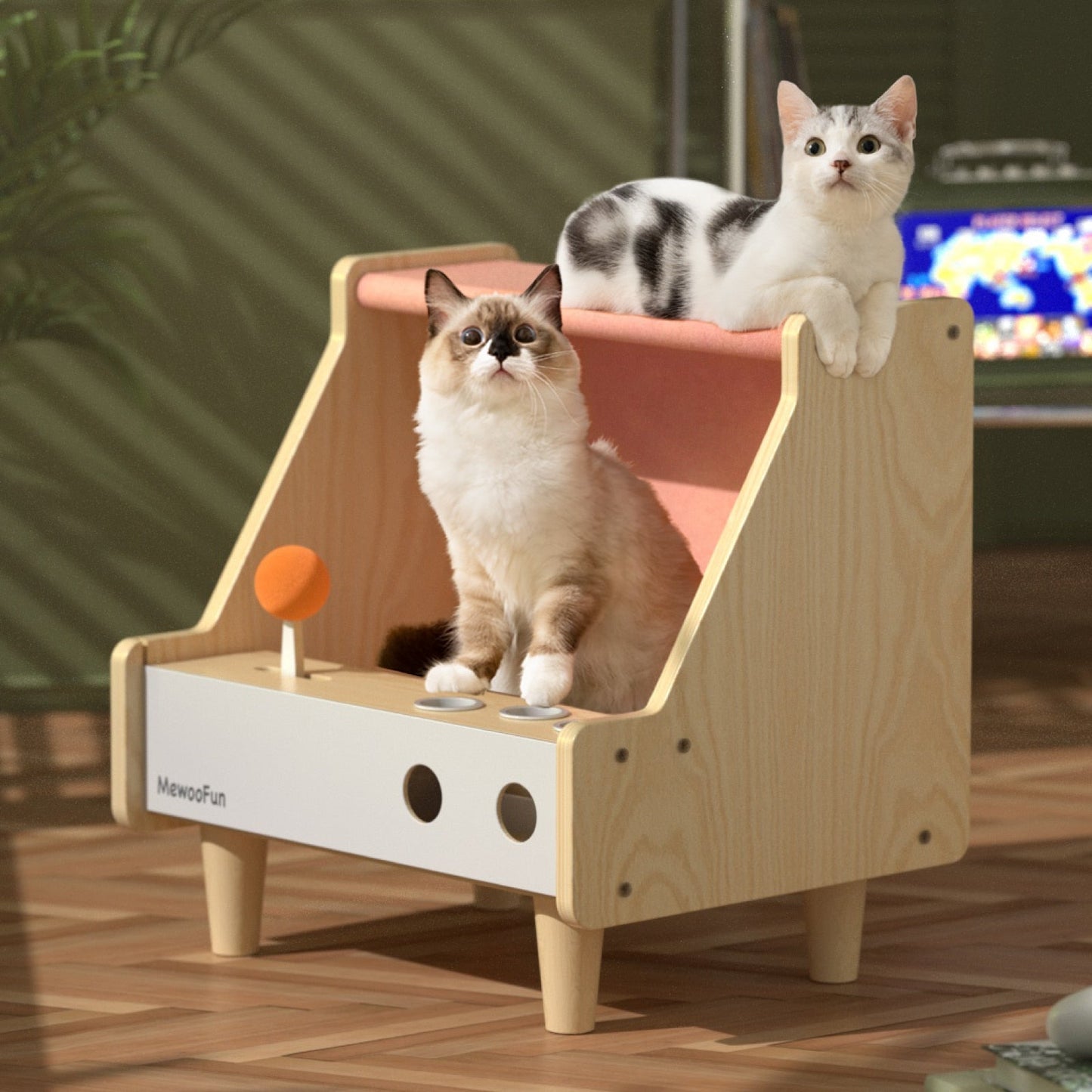 Wooden Game Machine Style Cat House