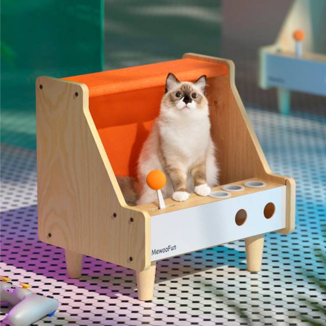 Wooden Game Machine Style Cat House