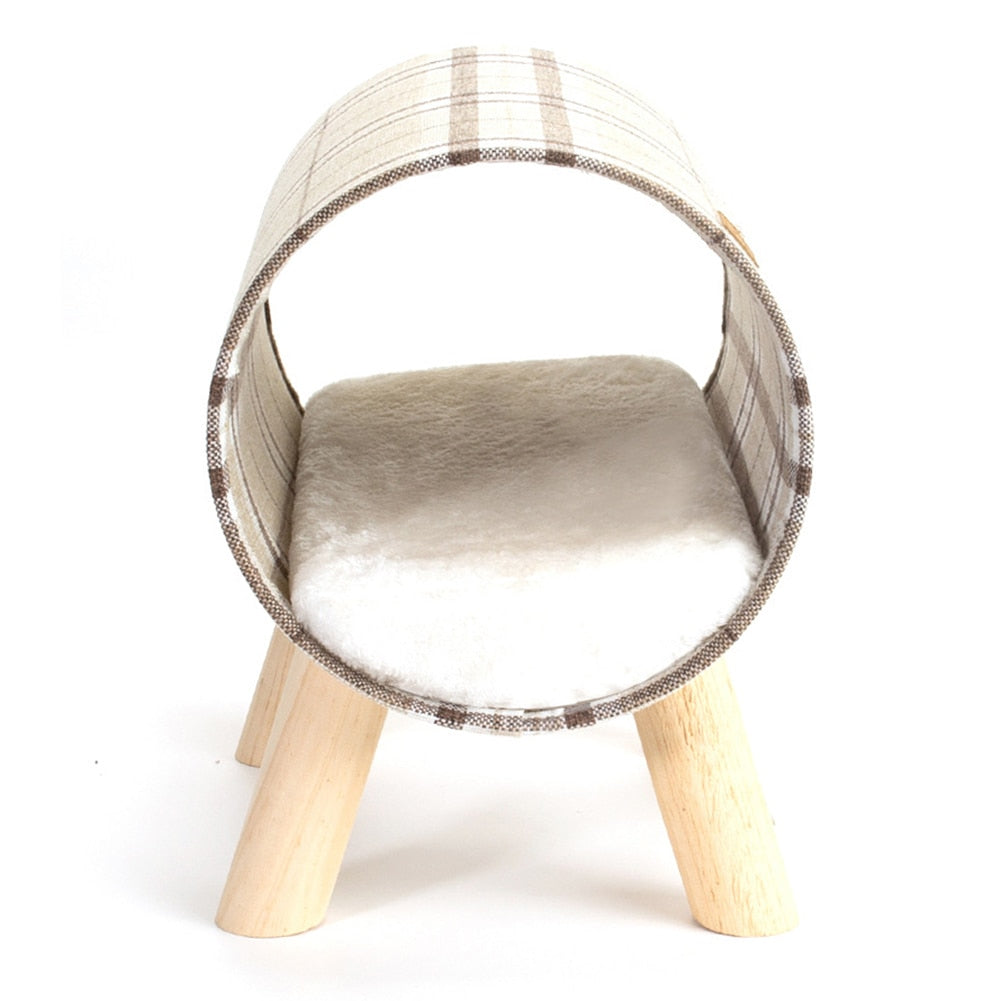 Winter Cat Wooden Cylinder House