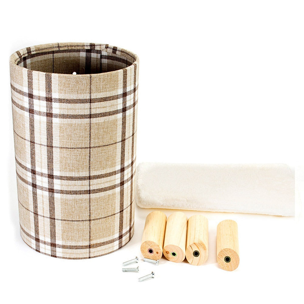 Winter Cat Wooden Cylinder House