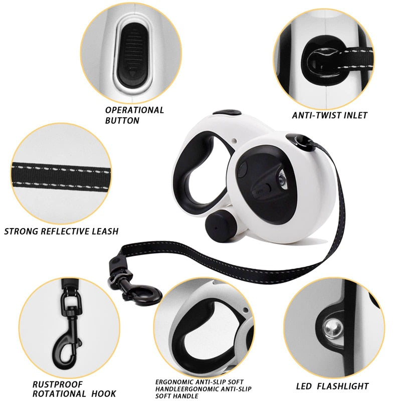 Retractable LED Flashlight 5M Dog Leash