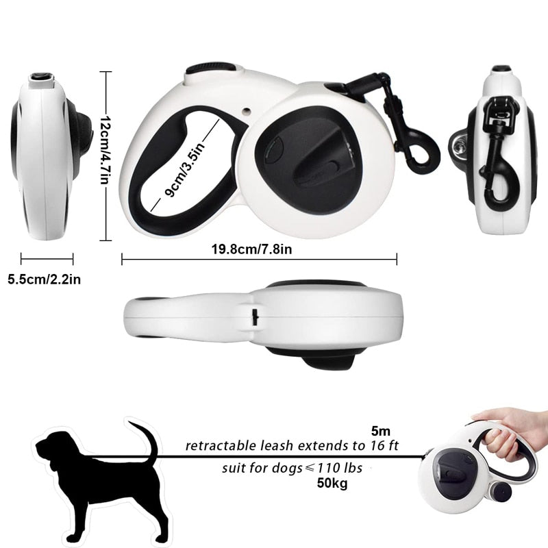 Retractable LED Flashlight 5M Dog Leash