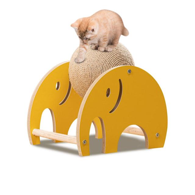 Wooden Sisal Cat Scratcher With Ball