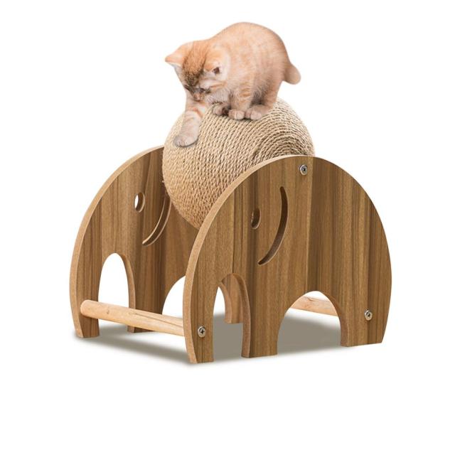 Wooden Sisal Cat Scratcher With Ball
