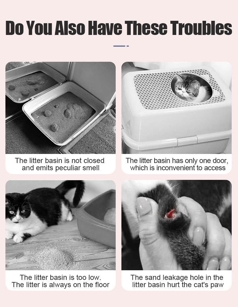 Fully Enclosed Odor Proof Cat Litter Box