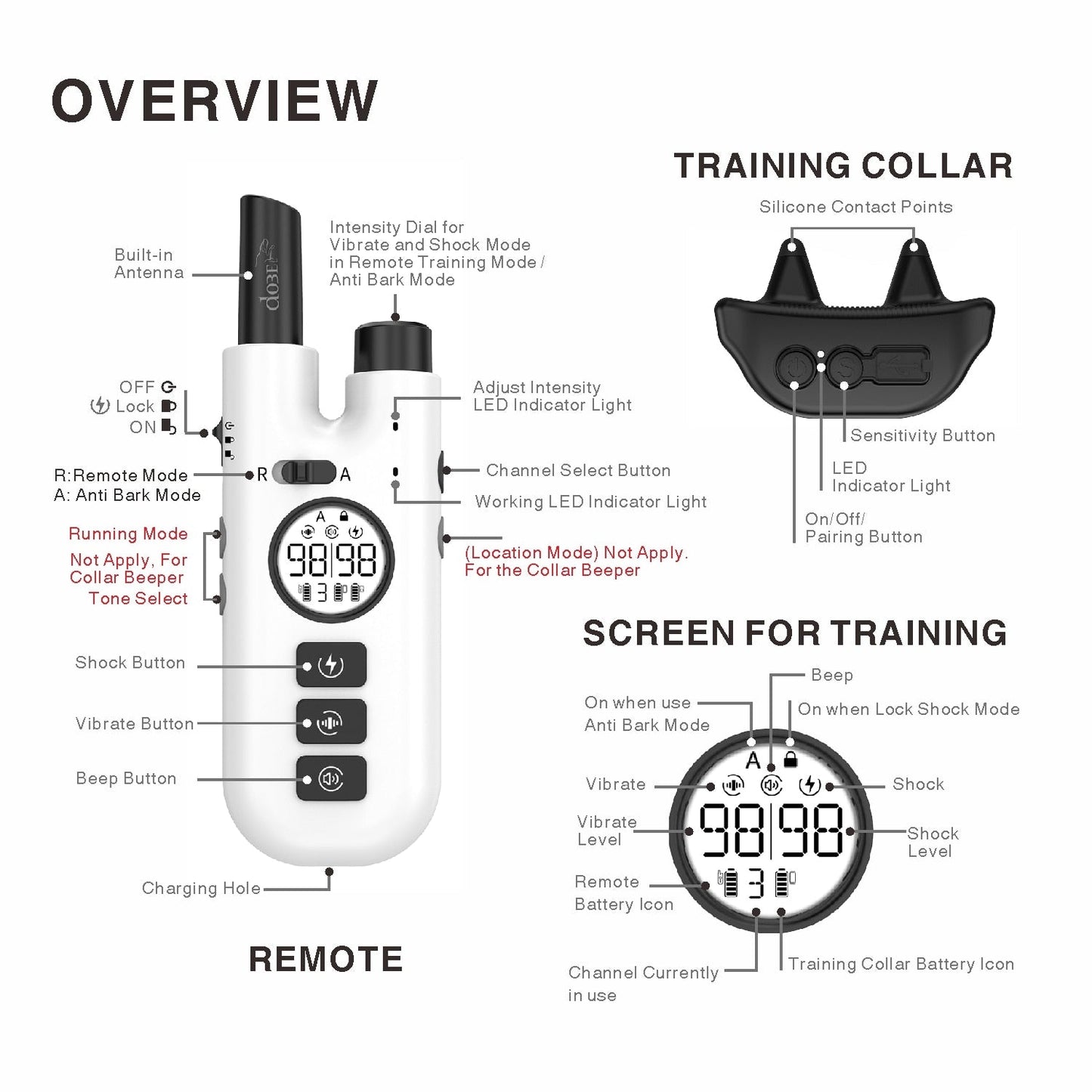 800M 2 In 1 Dog Training Bark Collar