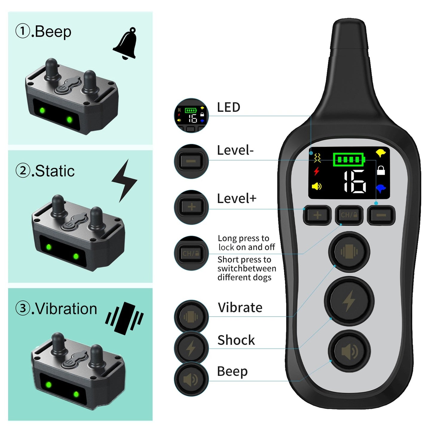 Premium 800M Voice Mode Dog Training Collar