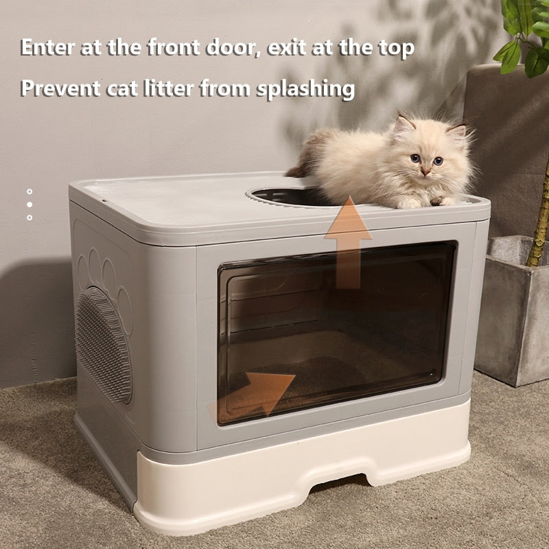 Fully Enclosed Cat Litter Box With Shovel