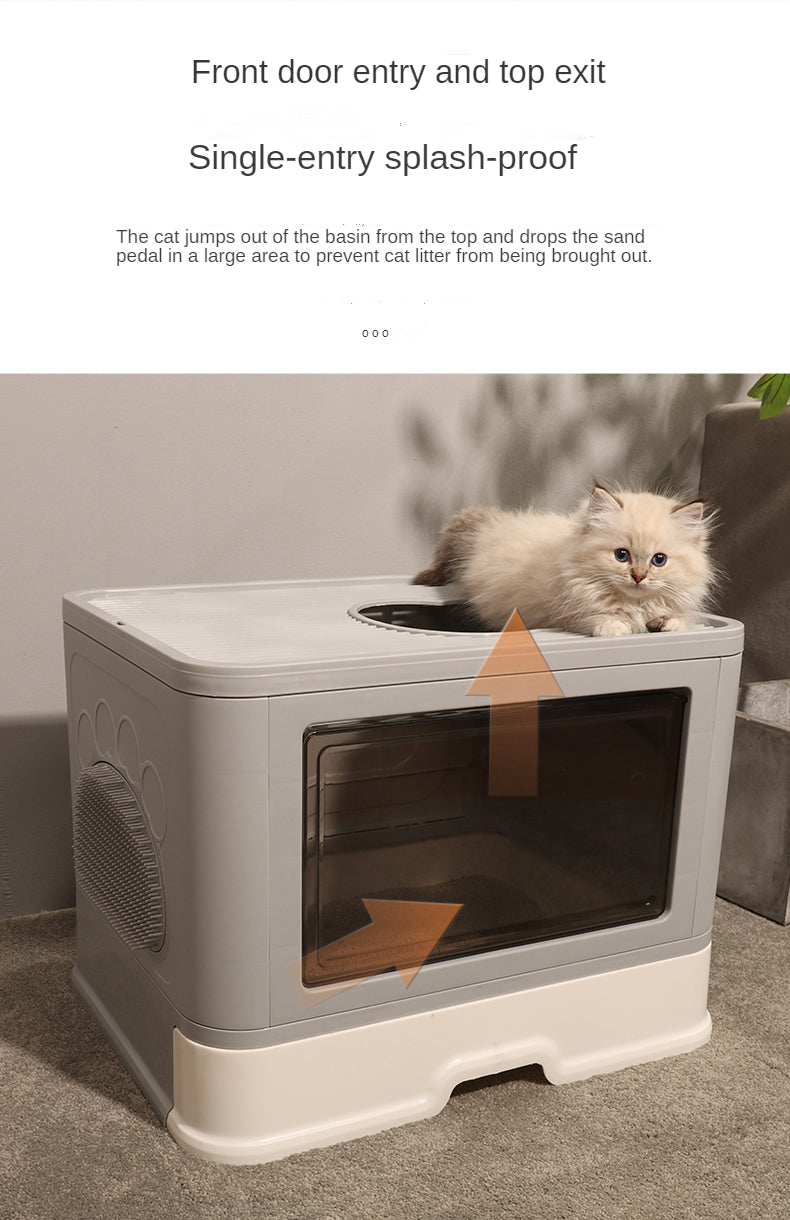 Fully Enclosed Cat Litter Box With Shovel