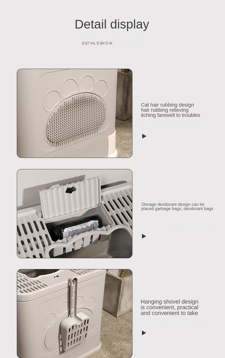 Fully Enclosed Cat Litter Box With Shovel