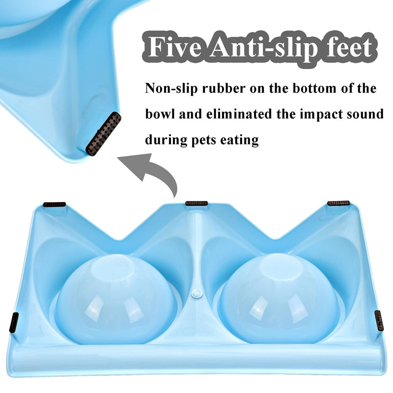 15° Tiled Stainless Steel Double Dog Bowls