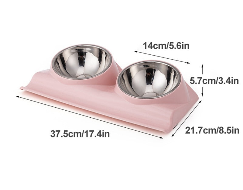 15° Tiled Stainless Steel Double Dog Bowls
