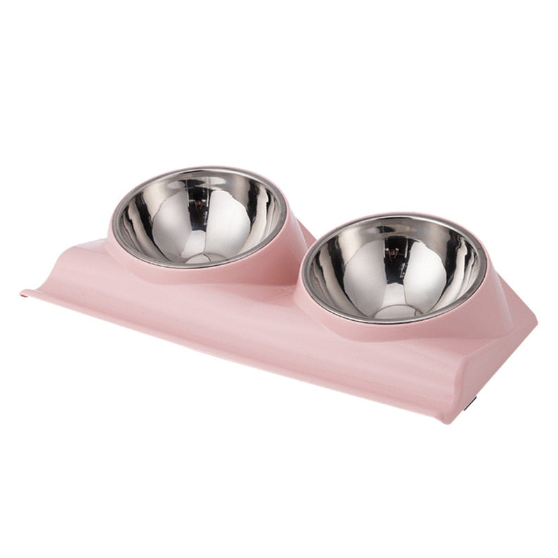 15° Tiled Stainless Steel Double Dog Bowls