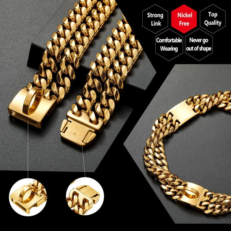 Luxury 18K Gold Plated Cuban Dog Chain