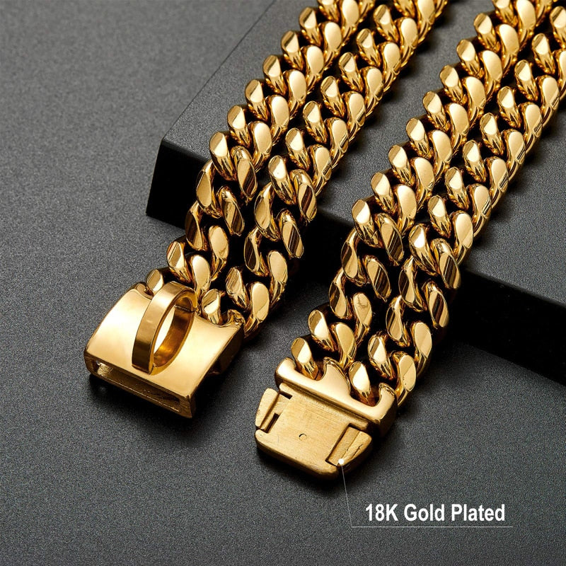 Luxury 18K Gold Plated Cuban Dog Chain