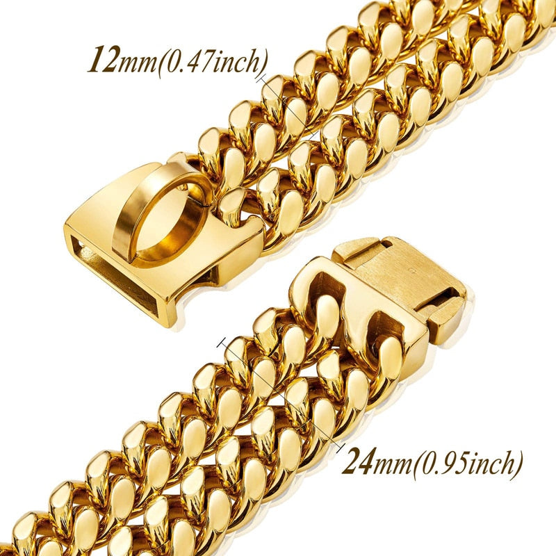 Luxury 18K Gold Plated Cuban Dog Chain