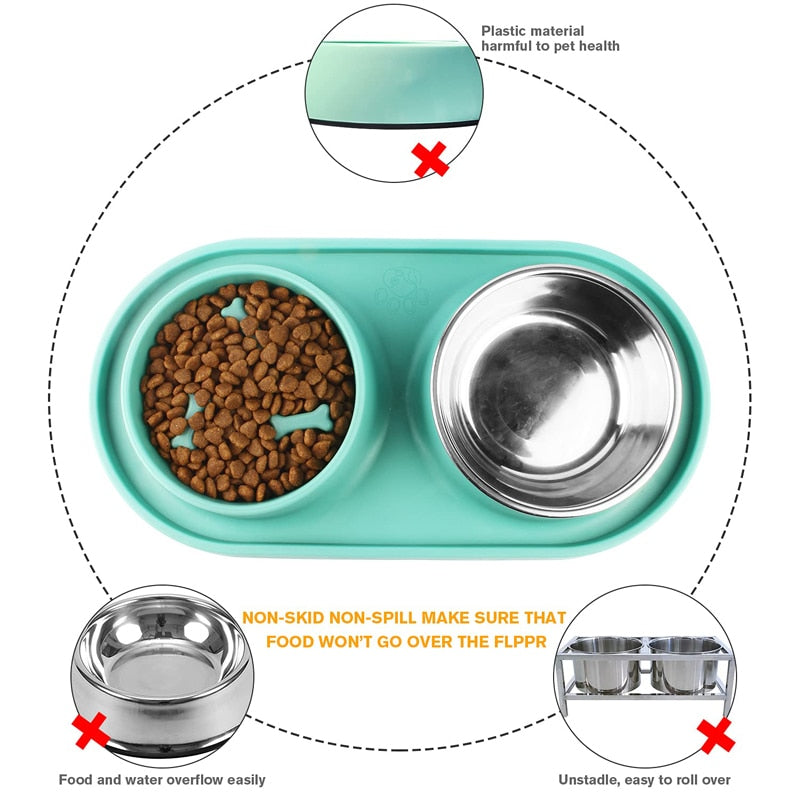 Detachable No Spill Stainless Steel Dog Bowls