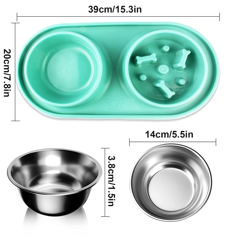 Detachable No Spill Stainless Steel Dog Bowls