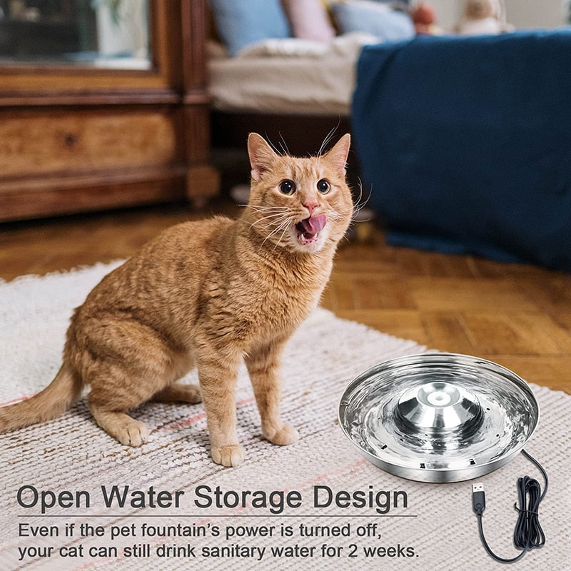 2L Quiet Stainless Steel Pet Drinking Fountain